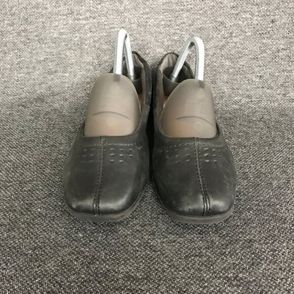 Clarks Soft Cushion Black Leather Slip On Comfort Ballet Flats Loafers Womens 8 - Picture 4 of 9